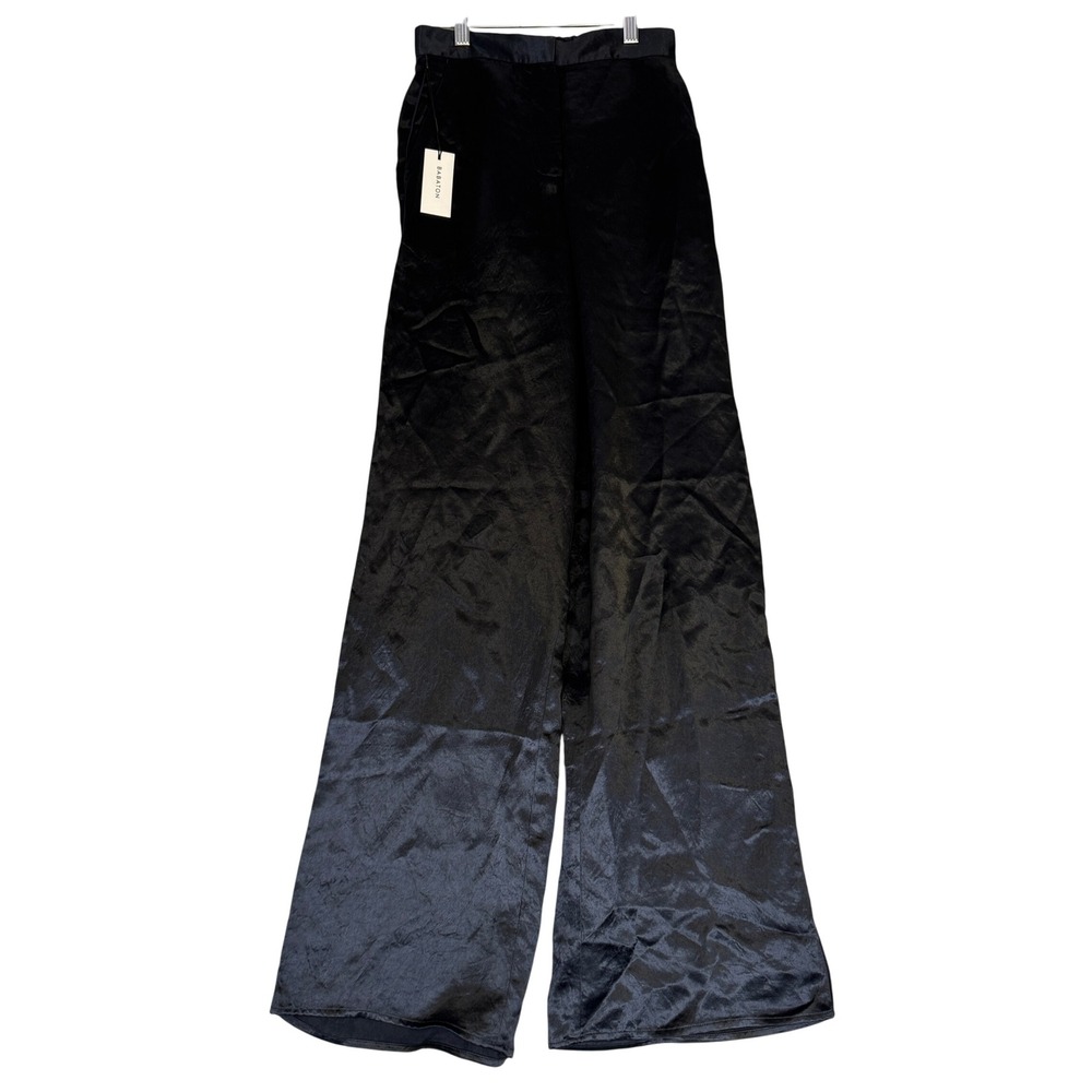 NWT Babaton Aritzia Black Satin Wide Leg Trousers High Waisted Size 00 NWT